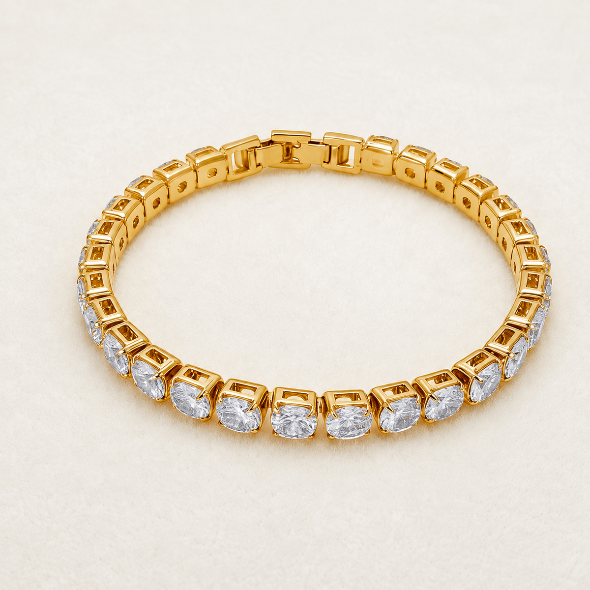 💎D-Color Moissanite Tennis Bracelet – 4mm Stones with 14K Gold Plating & Double Safety Clasp