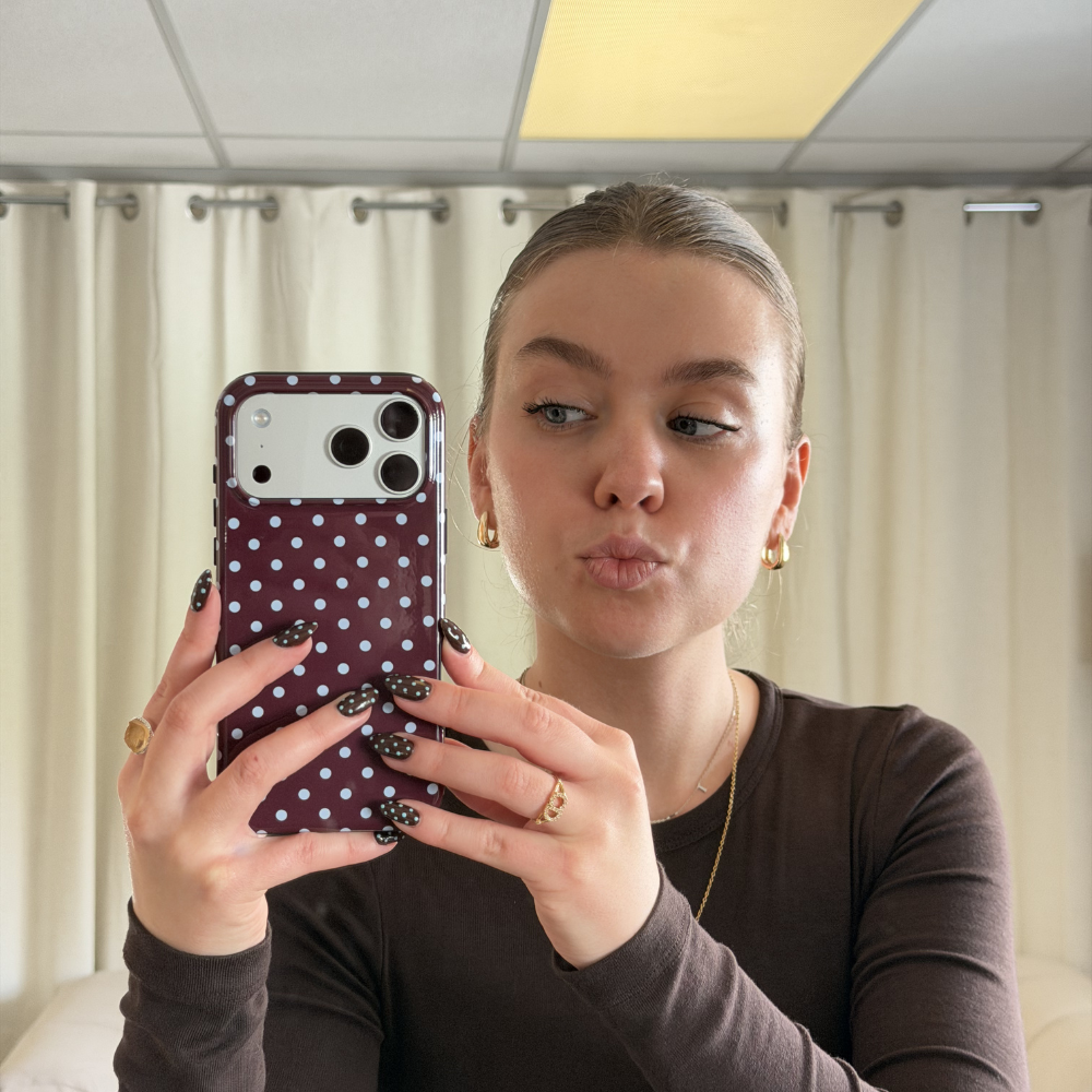 Tough Phone Case - Brown & Blue Polka Dot