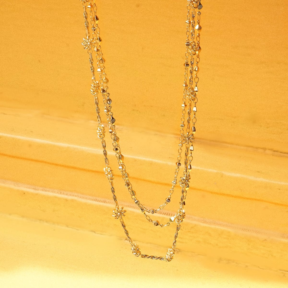 Diamond Disc Chain Necklace 18ct Gold Plate