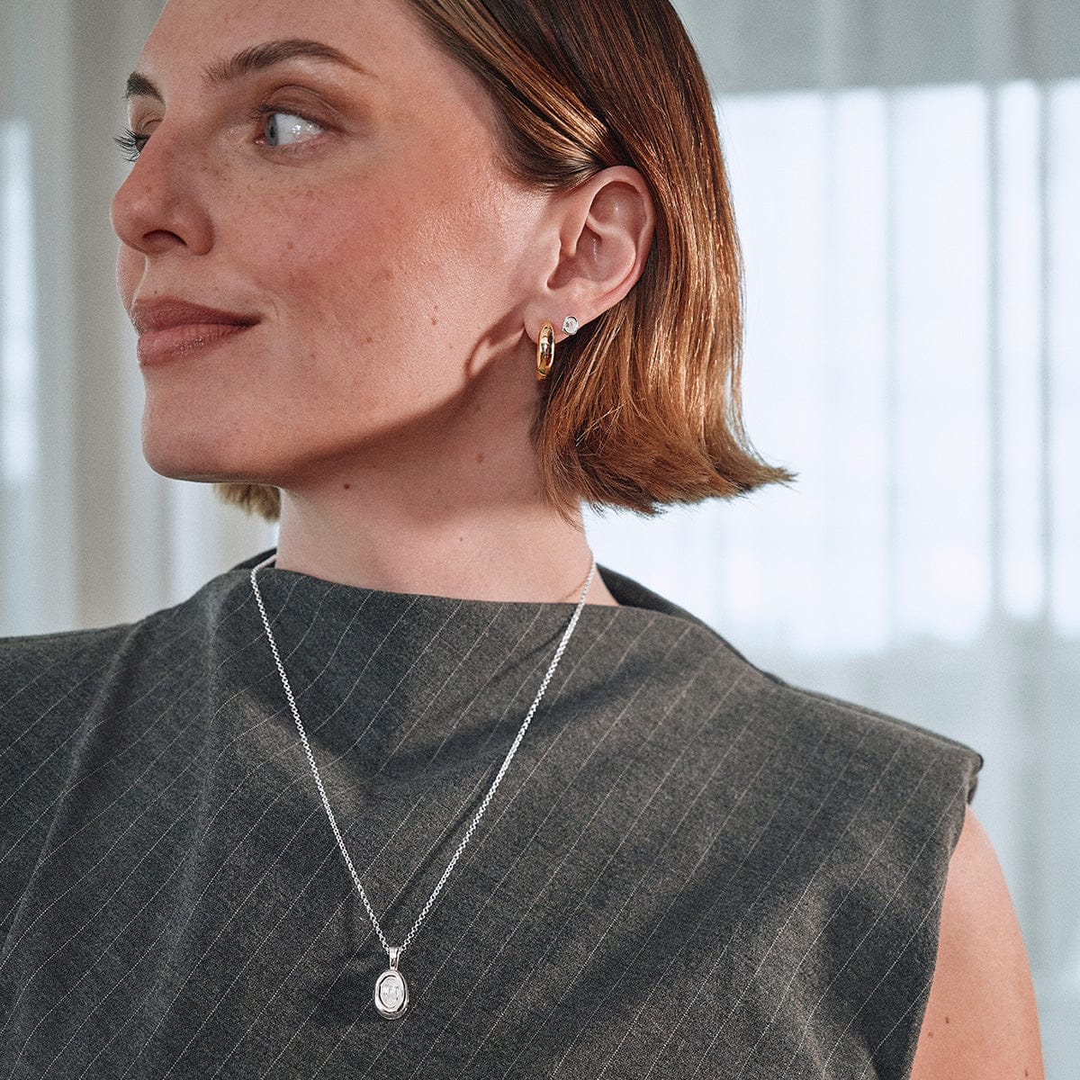 Estée Lalonde Sapphire Organic Stud Earrings Sterling Silver