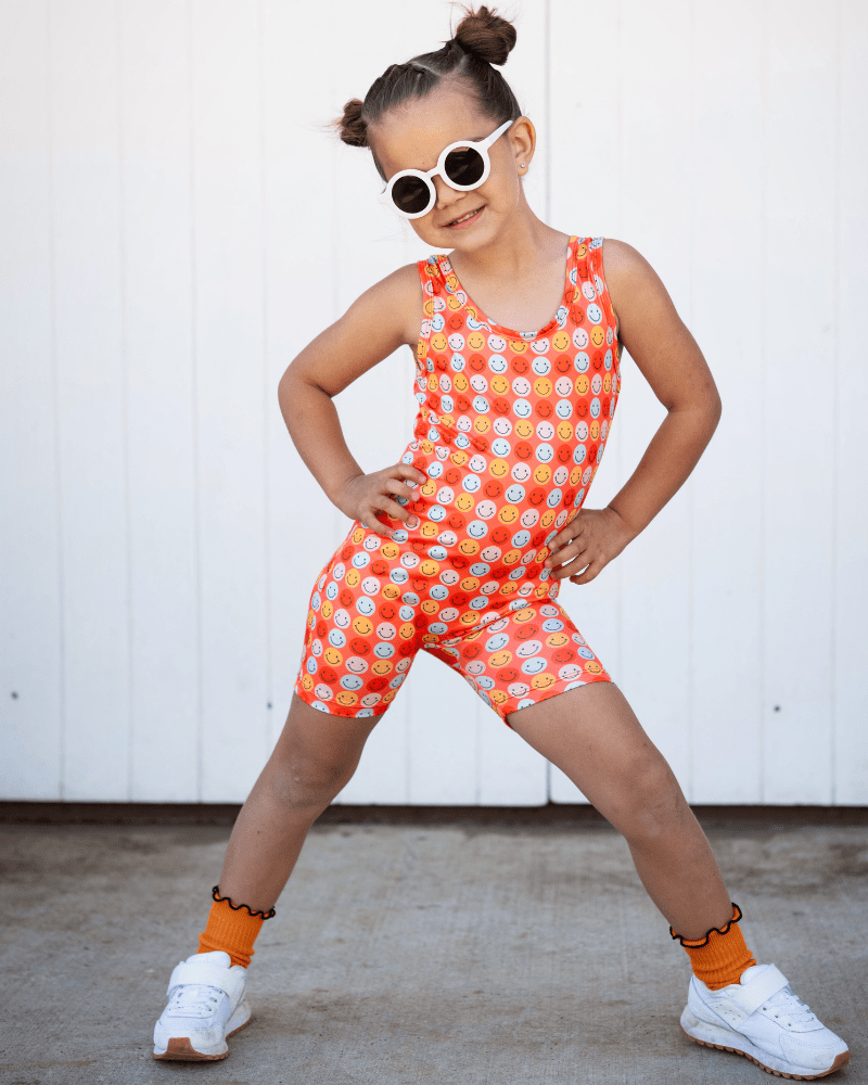 Gigi Bikeshort Romper - Don't Worry Be Happy