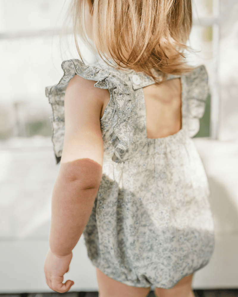 Indie Bow Front Bubble Romper - Bleu de Provence