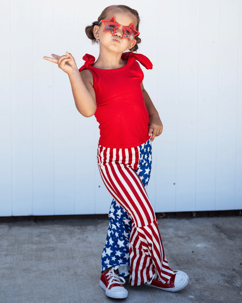Keely Exaggerated Bell Bottoms - Patriotic Stars & Stripes