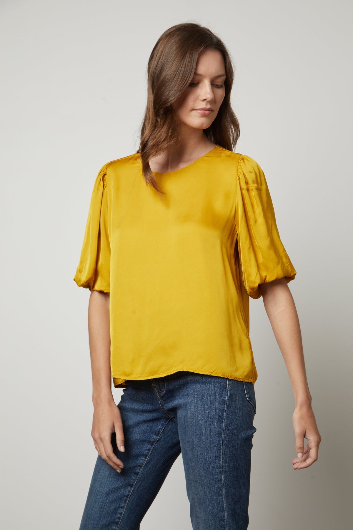 DESI SATIN PUFF SLEEVE TOP