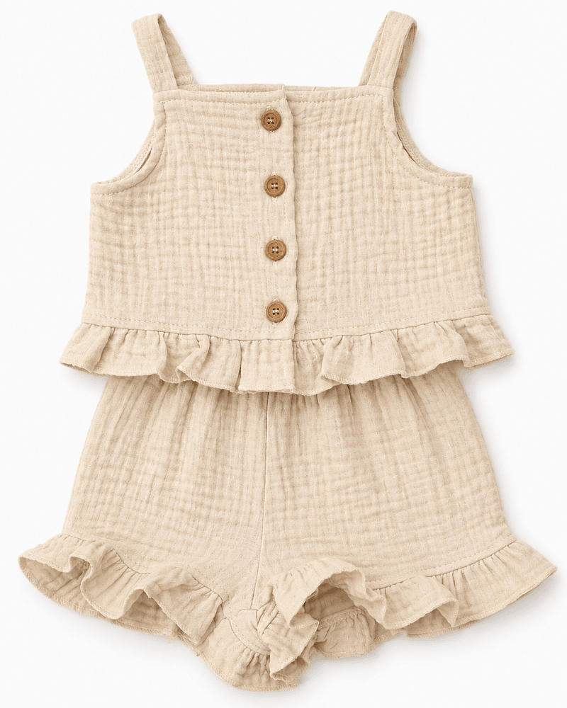 Tate Button Front Two-Piece Set - Toasted Oat