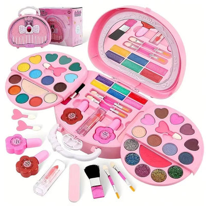 Kids Washable Makeup Toy Set with Portable Pink Handbag – Fun & Creative Pretend Play