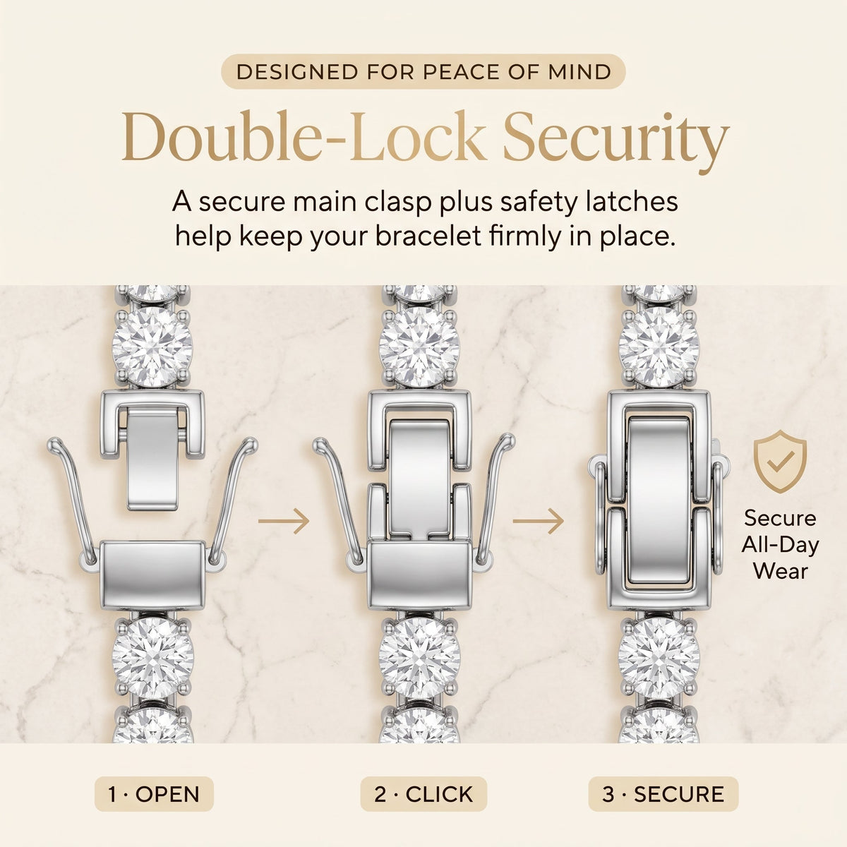 💎D-Color Moissanite Tennis Bracelet – 4mm Stones with 14K Gold Plating & Double Safety Clasp