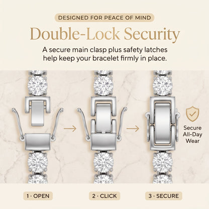 💎D-Color Moissanite Tennis Bracelet – 4mm Stones with 14K Gold Plating & Double Safety Clasp