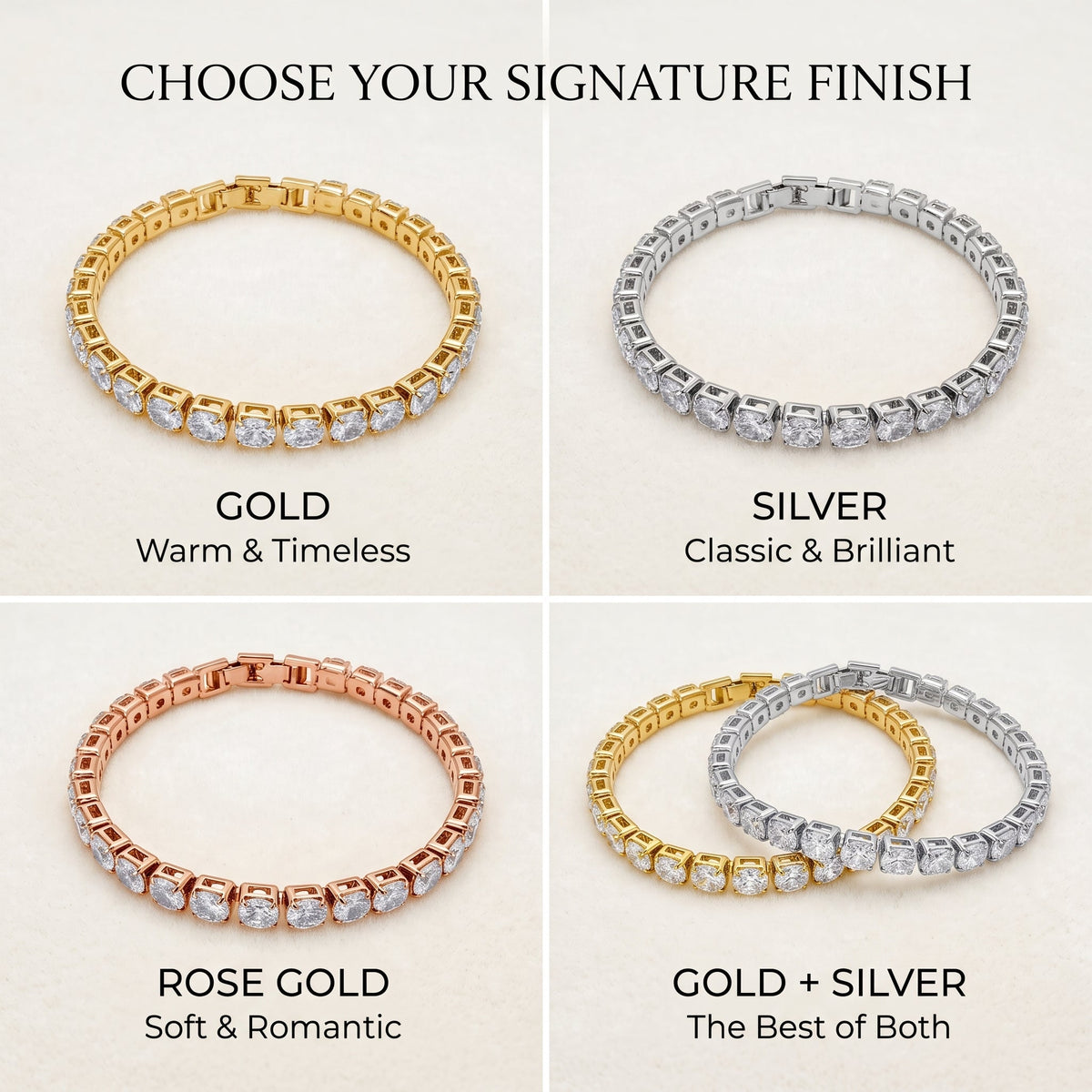💎D-Color Moissanite Tennis Bracelet – 4mm Stones with 14K Gold Plating & Double Safety Clasp