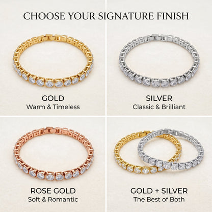 💎D-Color Moissanite Tennis Bracelet – 4mm Stones with 14K Gold Plating & Double Safety Clasp