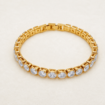 💎D-Color Moissanite Tennis Bracelet – 4mm Stones with 14K Gold Plating & Double Safety Clasp