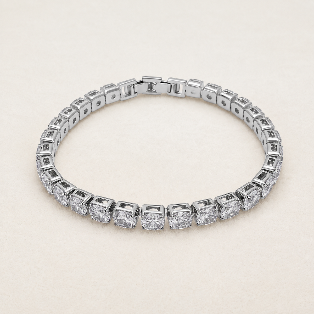💎D-Color Moissanite Tennis Bracelet – 4mm Stones with 14K Gold Plating & Double Safety Clasp