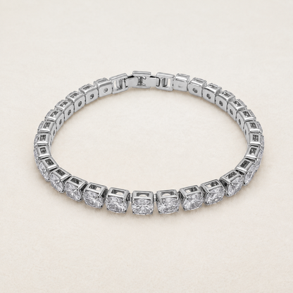 💎D-Color Moissanite Tennis Bracelet – 4mm Stones with 14K Gold Plating & Double Safety Clasp