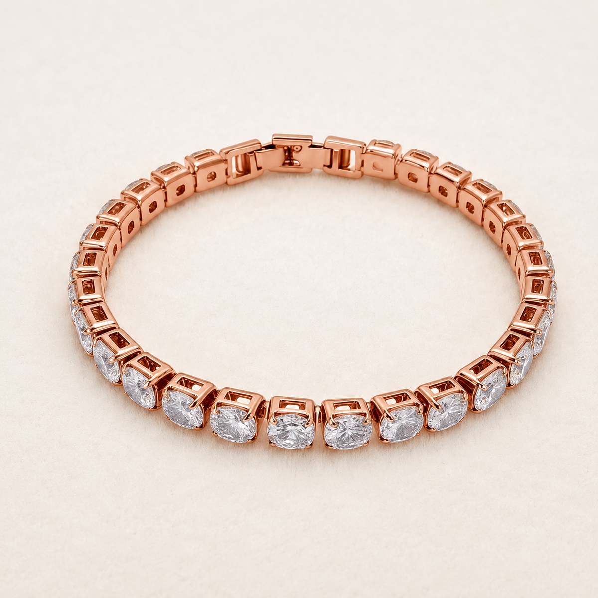 💎D-Color Moissanite Tennis Bracelet – 4mm Stones with 14K Gold Plating & Double Safety Clasp