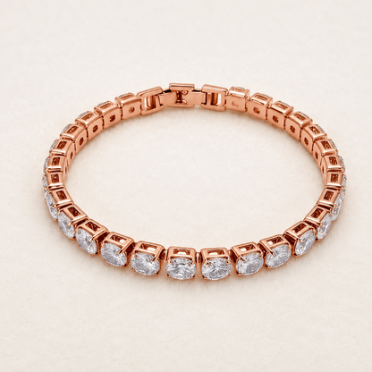 💎D-Color Moissanite Tennis Bracelet – 4mm Stones with 14K Gold Plating & Double Safety Clasp