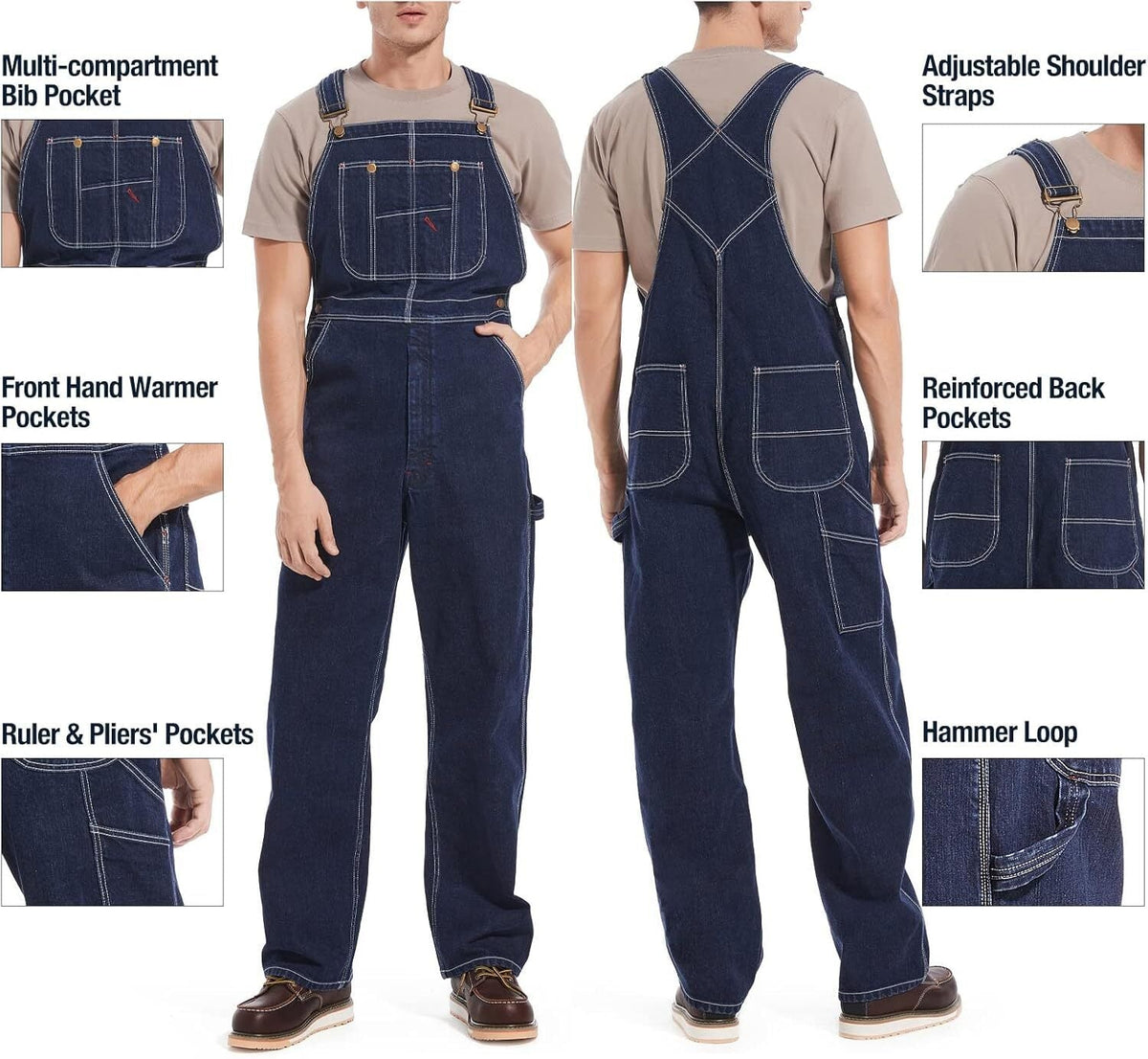 🔥 Limited-Time Deal – Men’s Denim Bib Overalls | Adjustable Straps & Utility Pockets