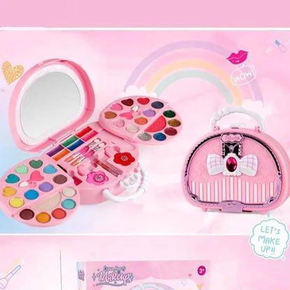 Kids Washable Makeup Toy Set with Portable Pink Handbag – Fun & Creative Pretend Play