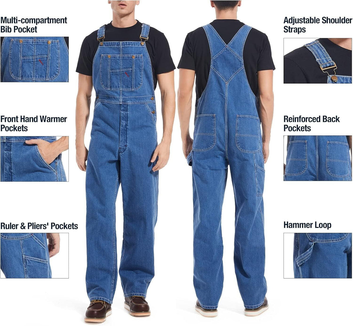 🔥 Limited-Time Deal – Men’s Denim Bib Overalls | Adjustable Straps & Utility Pockets