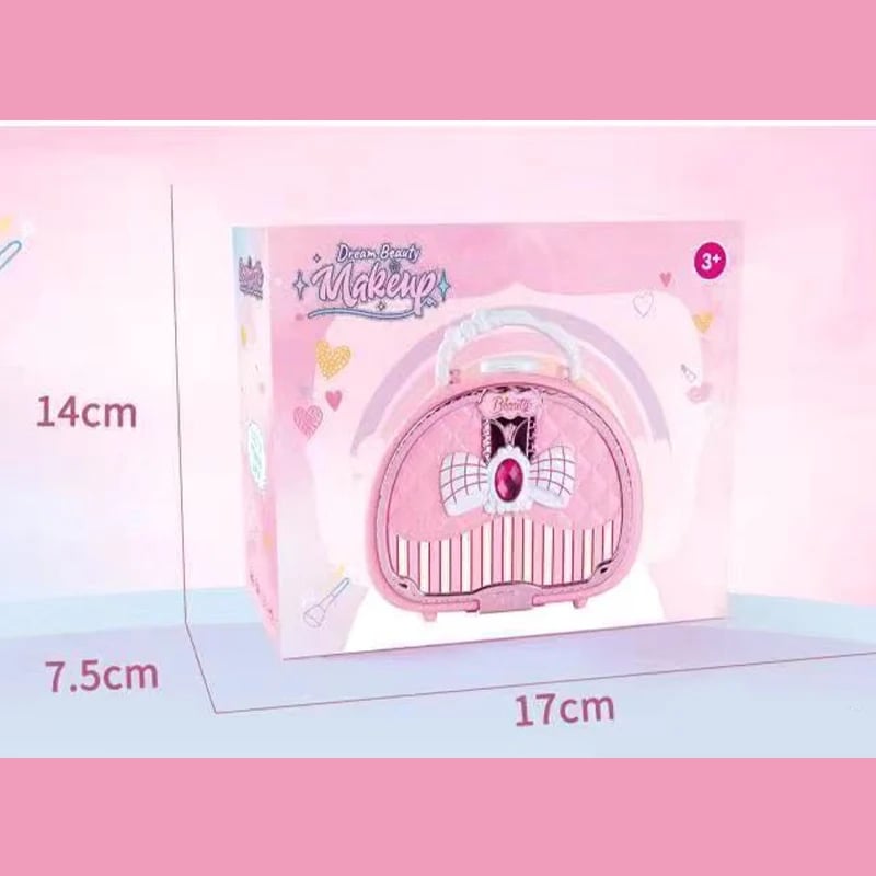 Kids Washable Makeup Toy Set with Portable Pink Handbag – Fun & Creative Pretend Play