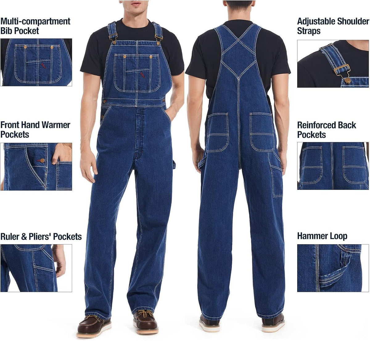 🔥 Limited-Time Deal – Men’s Denim Bib Overalls | Adjustable Straps & Utility Pockets