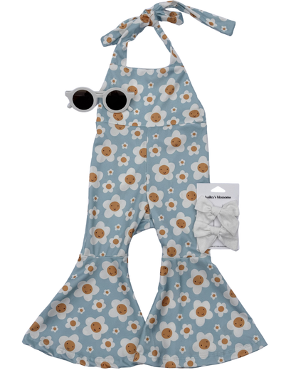 Andi Pleated Bell Bottom Jumpsuit - Happy Daisy
