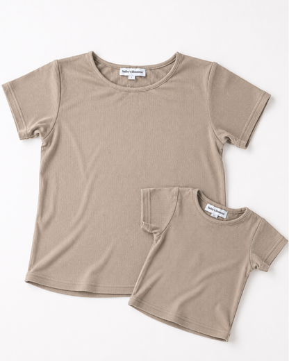 Ava Ribbed Tee - Desert Dune