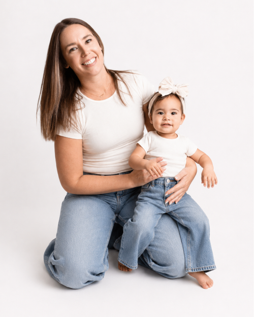 Ava Ribbed Tee - Ivory Glow