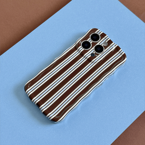 Wavy Phone Case - Brown & Blue Stripes