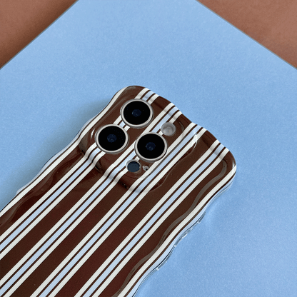 Wavy Phone Case - Brown & Blue Stripes