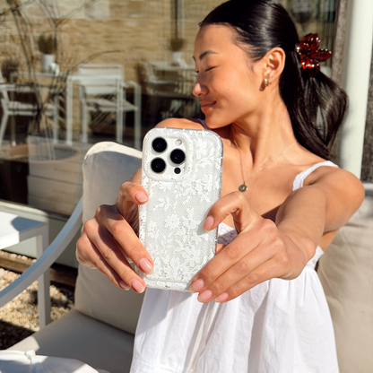 Clear Phone Case - White Lace