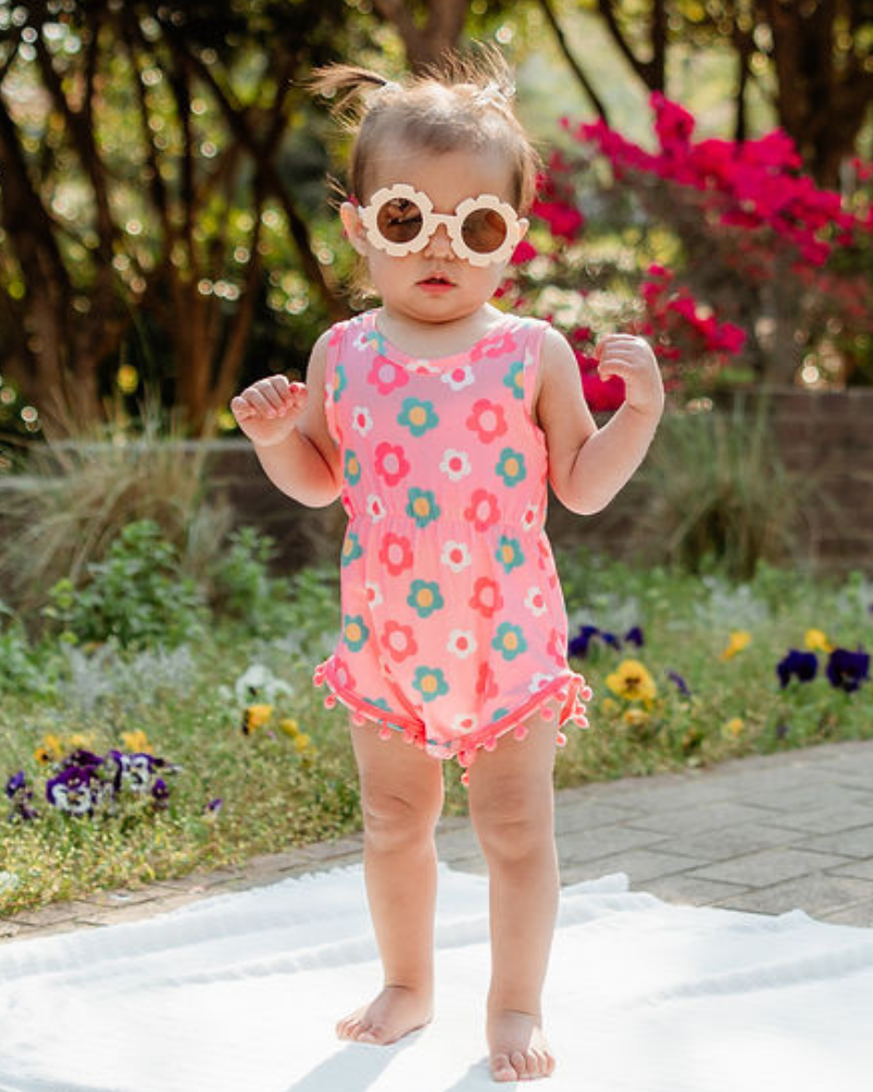 Dillon Pom Pom Romper - Bubblegum Blossom