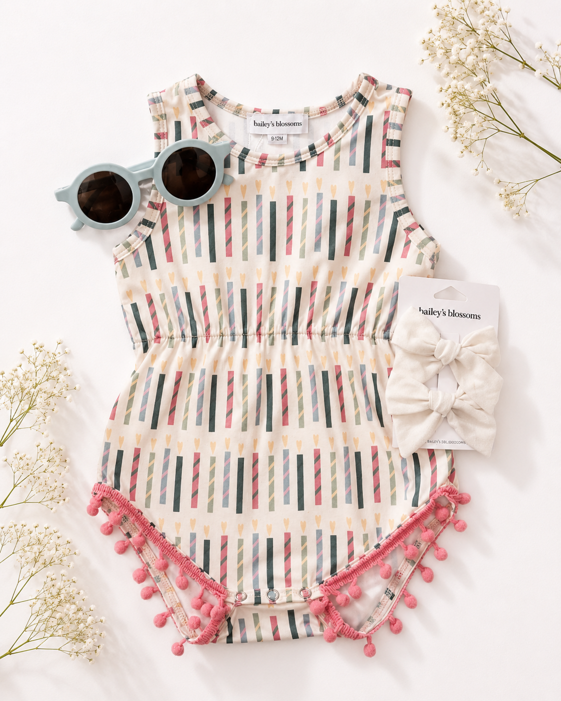 Dillon Pom Pom Romper - Make a Wish
