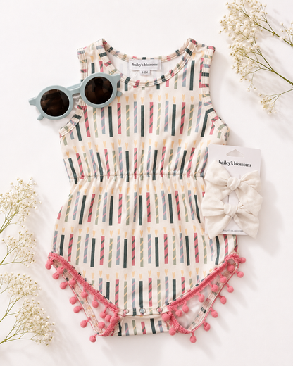 Dillon Pom Pom Romper - Make a Wish