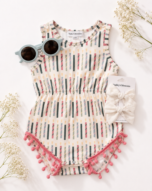 Dillon Pom Pom Romper - Make a Wish