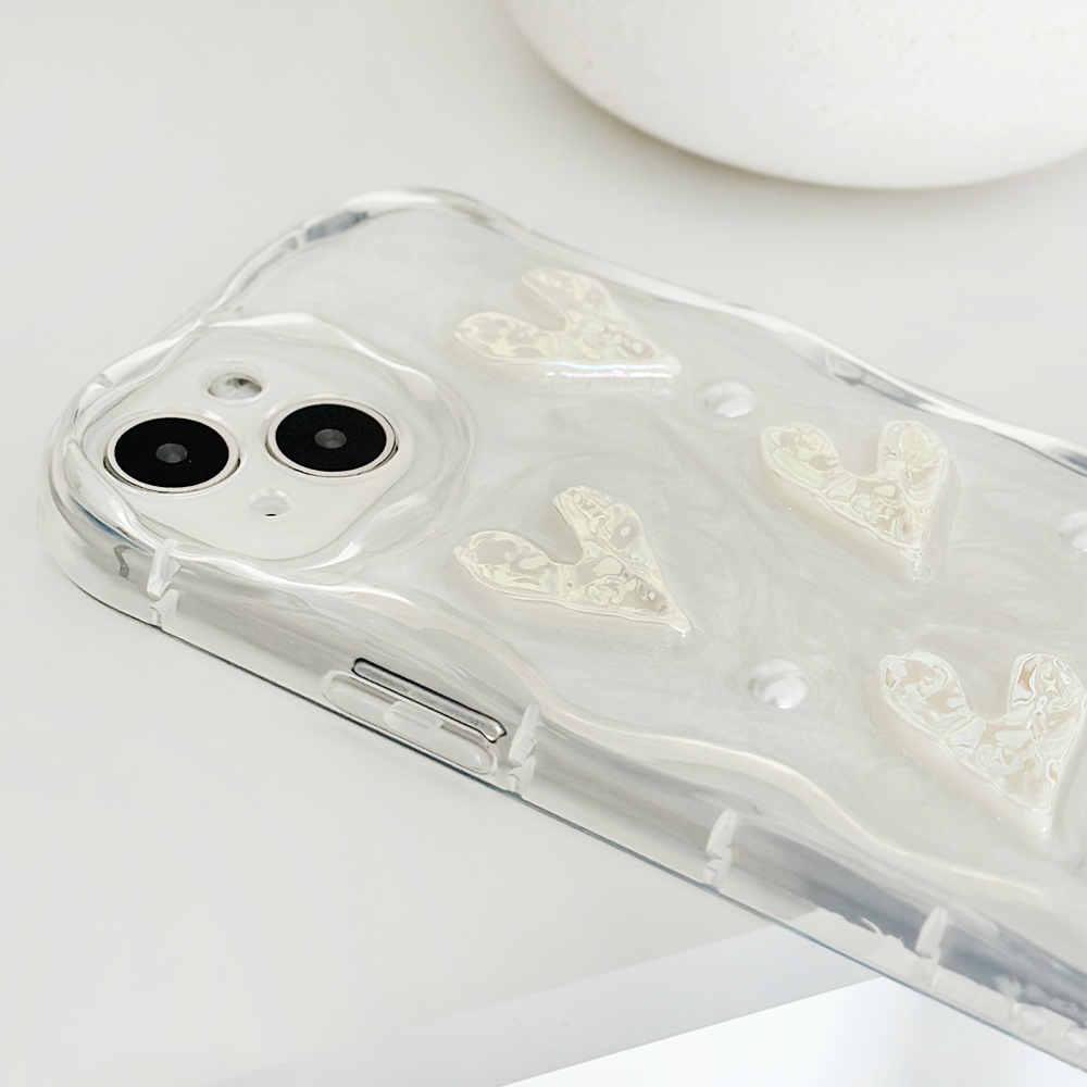 Pearly Hearts Phone Case - Clear