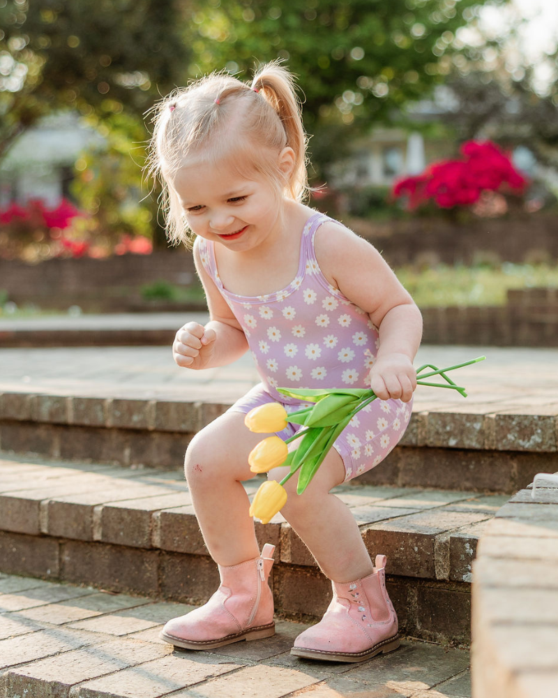 Piper Square Neck Bikeshort Romper - Lavender Bloom