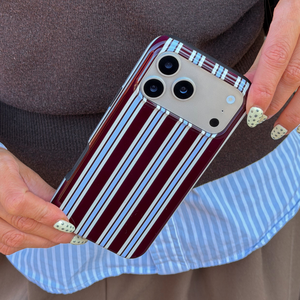 Tough Phone Case - Brown & Blue Stripes