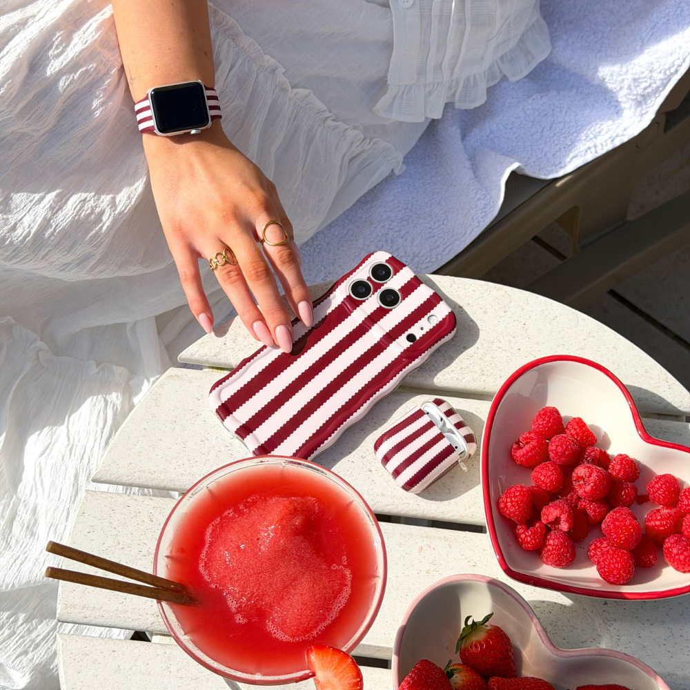 Wavy Phone Case - Blushberry Scallop Stripes