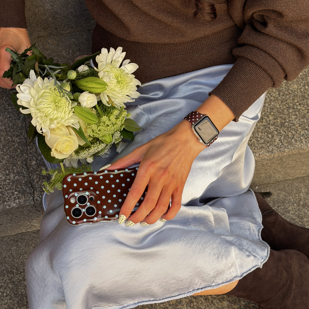 Wavy Phone Case - Brown & Blue Polka Dot