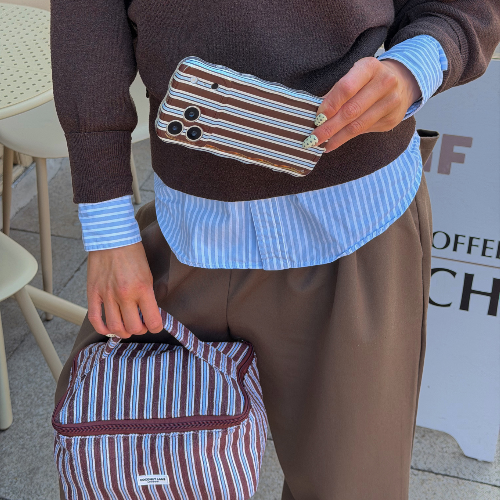 Wavy Phone Case - Brown & Blue Stripes