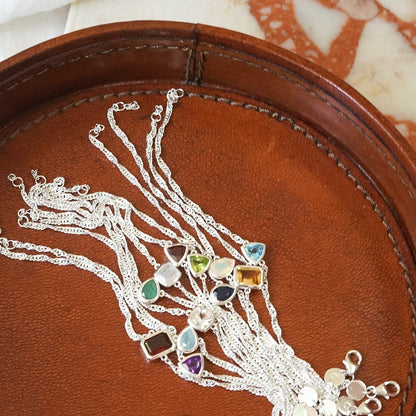 Amethyst February Birthstone Charm Bracelet Sterling Silver