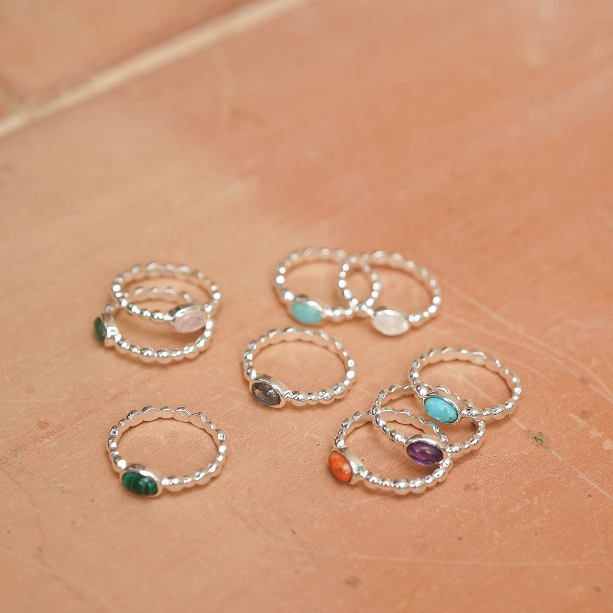 Amethyst Healing Stone Bobble Ring Sterling Silver