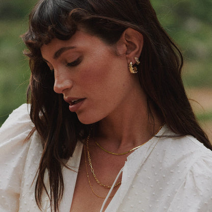 Amulet Bobble Hoop Earrings 18ct Gold Plate