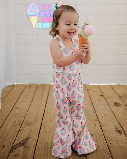 Andi Pleated Bell Bottom Jumpsuit - Bubble Yum