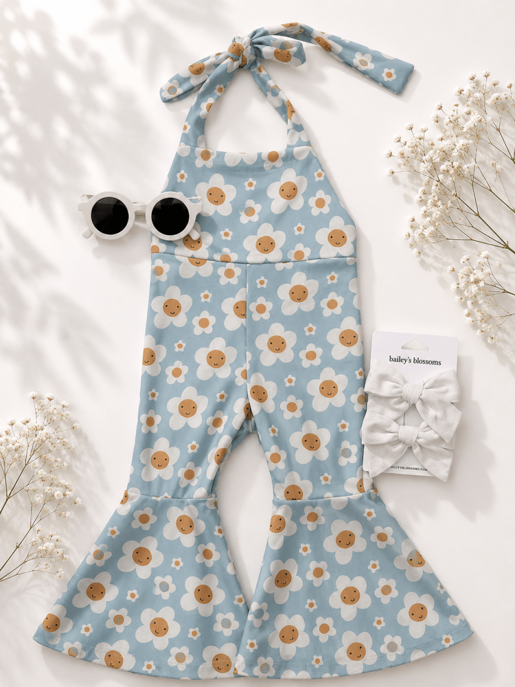 Andi Pleated Bell Bottom Jumpsuit - Happy Daisy