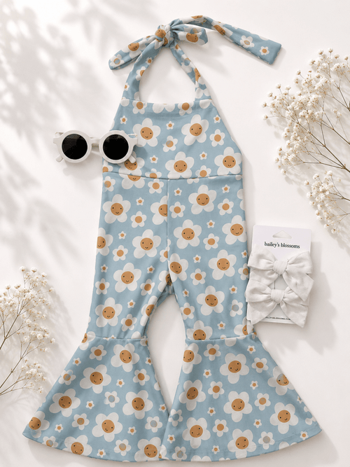 Andi Pleated Bell Bottom Jumpsuit - Happy Daisy