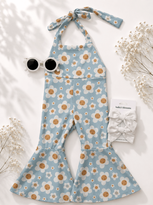Andi Pleated Bell Bottom Jumpsuit - Happy Daisy