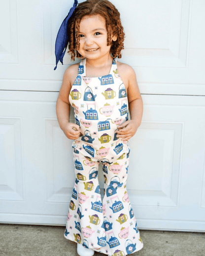 Andi Pleated Bell Bottom Jumpsuit - Tea Time