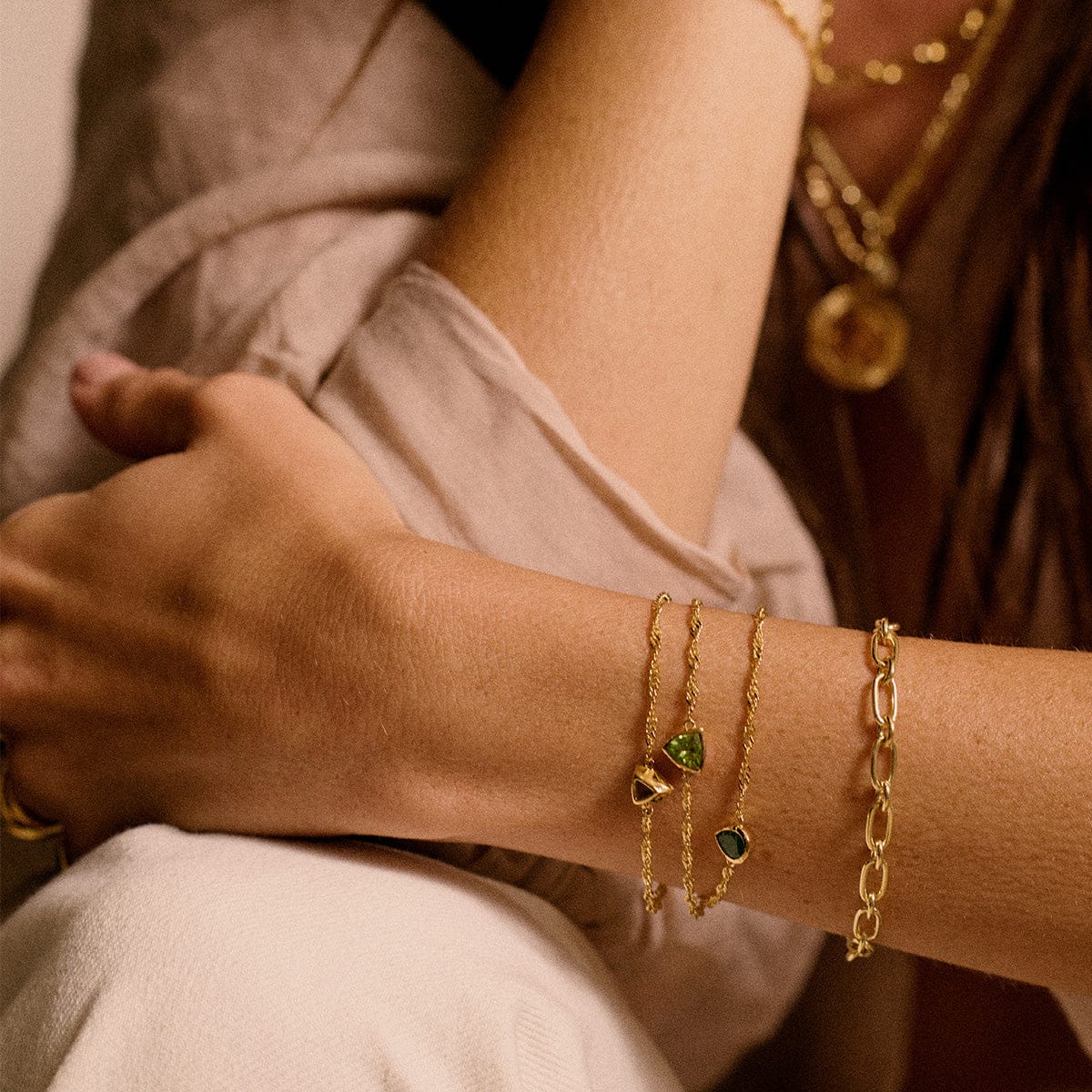 Birthstone Charm Bracelet 18ct Gold Plate
