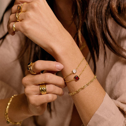 Birthstone Charm Bracelet 18ct Gold Plate